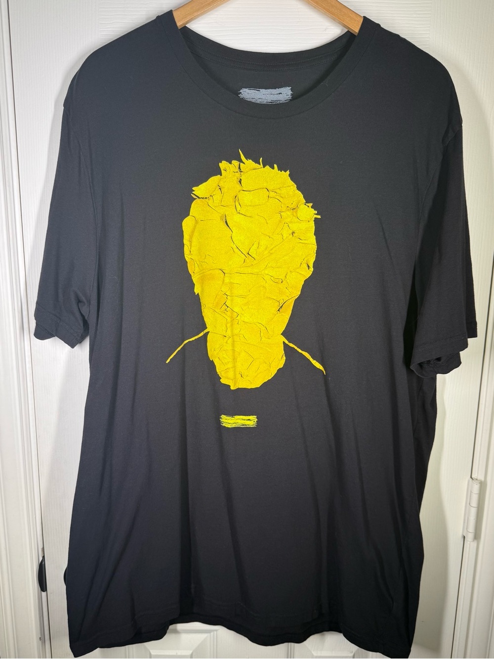 Ed Sheeran Black Graphic Tee with Yellow Abstract Face Print